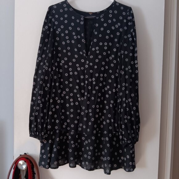 FREE PEOPLE Black Print Rayon BECK Mini Dress S - Picture 4 of 7